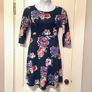 Painted floral fit and flare dress